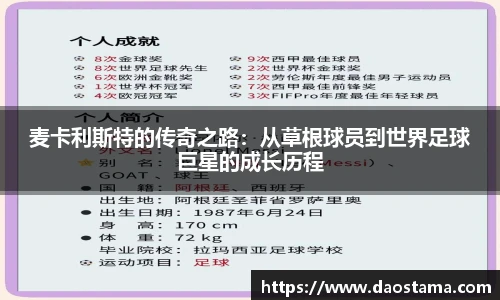 麦卡利斯特的传奇之路：从草根球员到世界足球巨星的成长历程